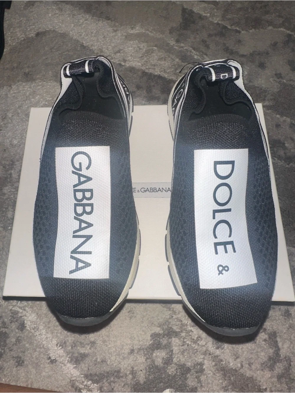 Dolce & Gabbana Black Slip-On Logo Sneakers